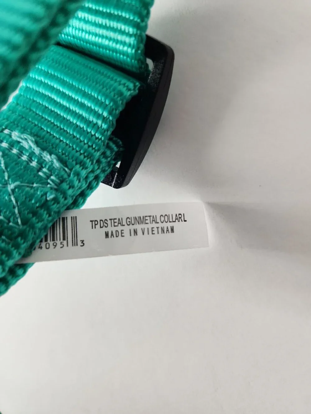 Nylon Dog Collar Large Teal Gunmetal and Rainbow Stripe Leash 4ft Top Paw New